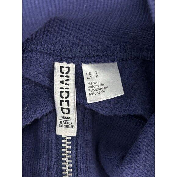 H&M Divided Womens Blue & Red Striped Quarter-Zip Sweatshirt S - Picture 4 of 5